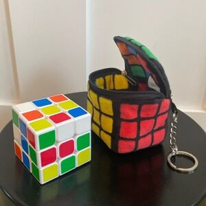 Rubiks Cube & Plush Travel Case (reversible) keychain